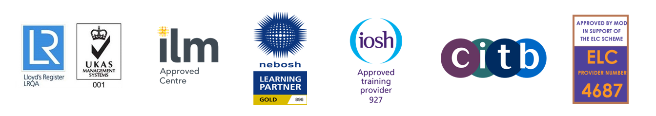 Accredited Logos Banner UKAS, ILM, NEBOSH, IOSH, CITB, ELCAS 