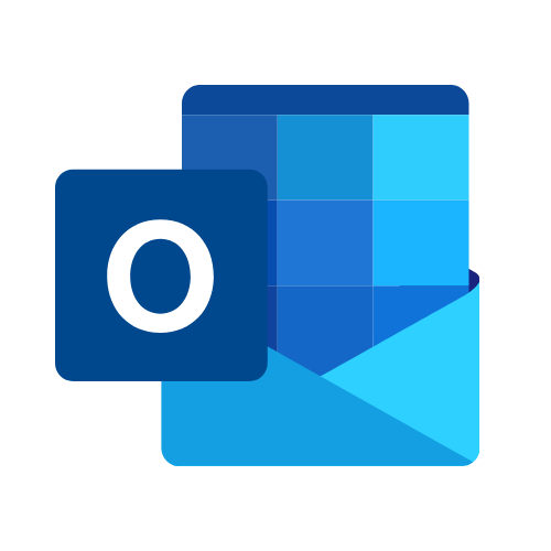 Microsoft Outlook Button, Blue with the Letter O for Outlook Blue Squares 