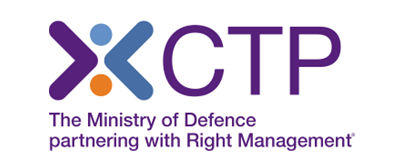 ctp logo ministry of defence MOD purple logo partnering with right management 