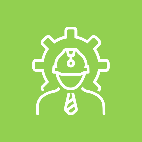 Construction man clip art image on a green background. Showing health and safety image 