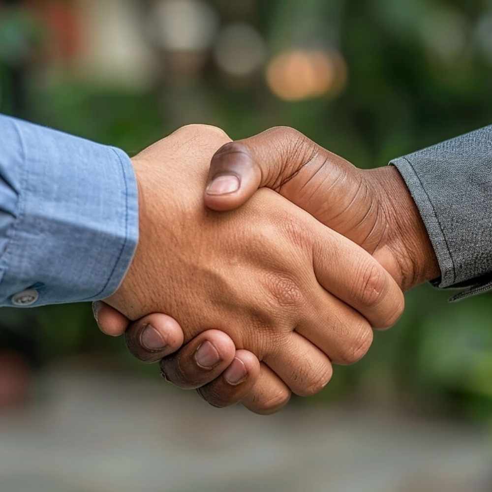 2 people having a handshake.