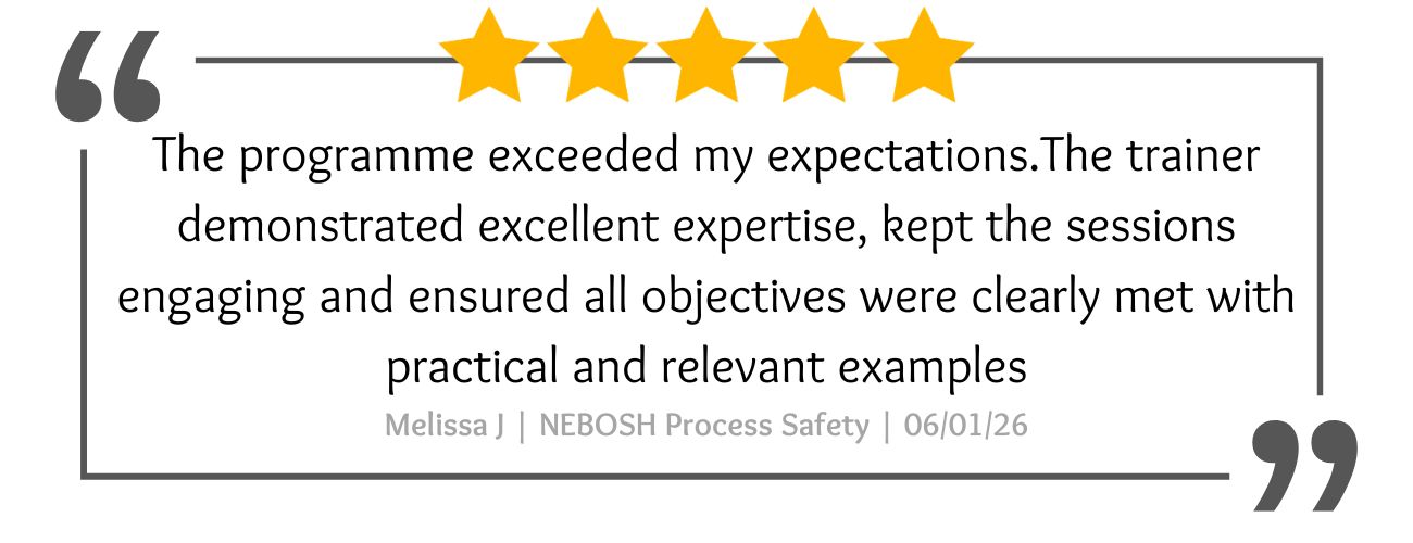 Feedback for NEBOSH Process Safety